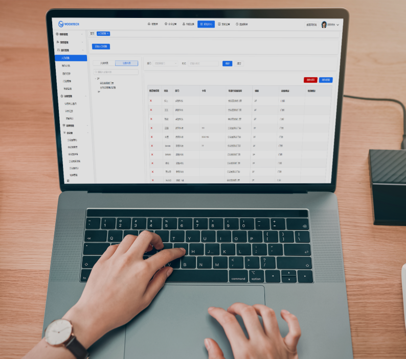 关键词：智慧通行，后台管理，数据管控，深圳市武智科技;描述：深圳市武智科技智慧通行的后台管理系统界面，实现人员与通行数据的集中管控