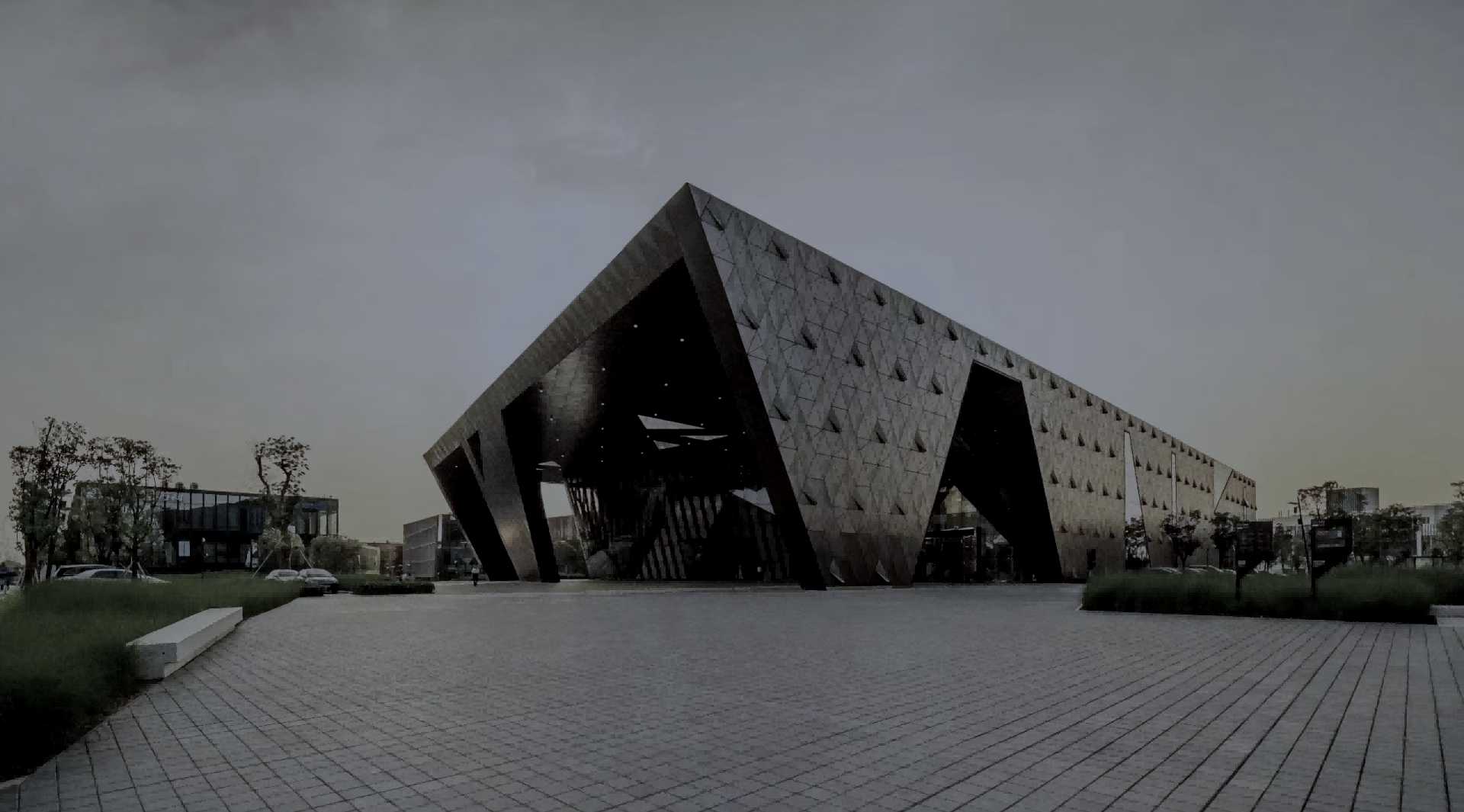 关键词：智慧园区，科技建筑，深圳市武智科技;描述：深圳市武智科技智慧园区相关的现代化科技建筑外观，展现智慧园区的建筑风貌